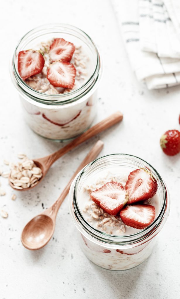 Easy Overnight Oats: Breakfast Recipes for Busy Mornings | Mylk Alchemy overnight oats with strawberries