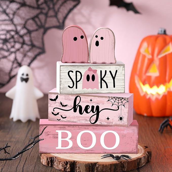 Pink Halloween Tiered Tray Decor
