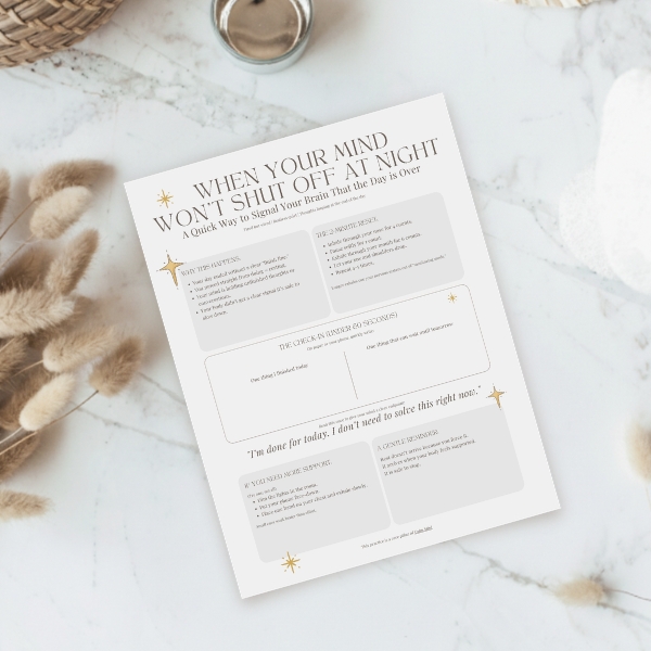 Calm Reset Collection printable pages styled on a desk